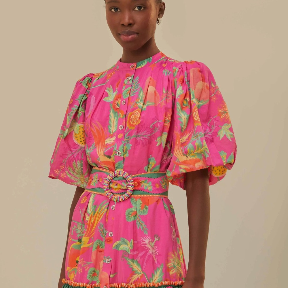 FARM Rio Pink Delicate Fruit Garden Mini Dress
